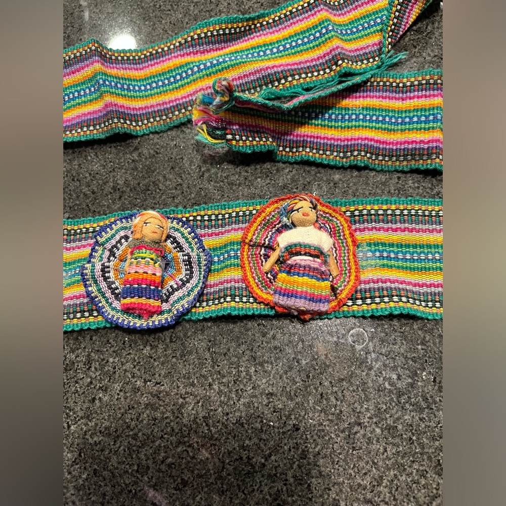 Vintage Traditional Striped Belt Strap Textile Mayan Guatemala Worry Dolls - Picture 7 of 12